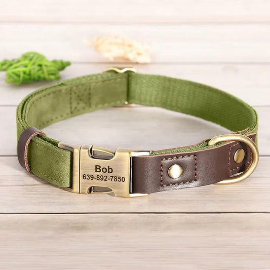 Custom Engraved Leather Dog Collar - SHIMIS
