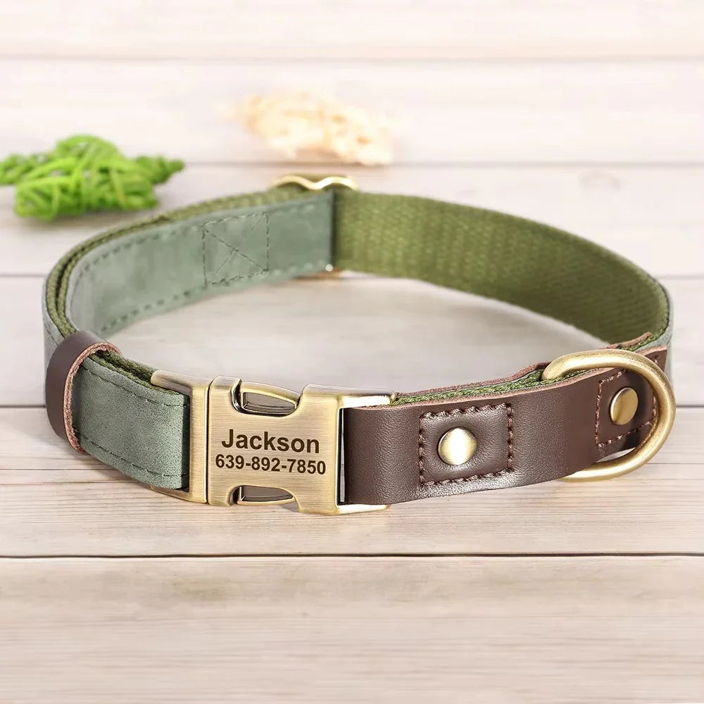 Custom Engraved Leather Dog Collar - SHIMIS